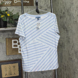 Karen Scott Womens Knit Asymmetrical Striped Boat-Neck Top Light Blue Heather XL