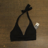 Bar III Womens Crochet Longline Halter Bikini Swim Top MBGC25122 Black S