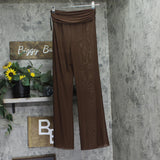 Steve Madden Womens Mesh Wide Leg Swim Cover Pants 6107043S Espresso Brown S