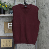 Jos A. Bank Mens V-Neck Wool Sleeveless Sweater Vest 167041181d1387 Maroon Red L