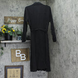 Halston Womens Wear to Work Collared V-Neck Long Sleeve Dress HD4H8ACL Black 14