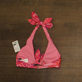 Lauren Ralph Lauren Provence Paisley Tie-Front Halter Swim Top Multi Pink 6