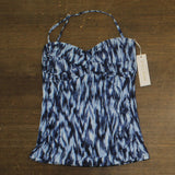 Anne Cole Womens Tie Dye Ikat Twist Front Bandeaukini Swim Top Blue Multi L