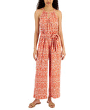 Studio by JPR Womens Knit Printed Sleeveless Jumpsuit Peach Echo Orange Multi L