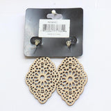 Madison Tyler Open Faux Leather Fishhook Earrings Rose Gold / Tan Brown 2.5"
