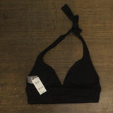Bar III Womens Crochet Longline Halter Bikini Top Black L