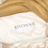 Kiyonna Bridal Lace Lined 3/4 Sleeve Wedding Bridal Dress Off White / Tan 3