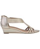 Style & Co. Womens Ginifur Embellished Strappy Wedge Sandals Platino Gold 7.5M