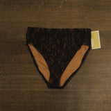 Michael Michael Kors Womens Lace High Waist Swim Bikini Bottom Black / Brown M