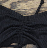 Salt + Cove Ribbed Cutout One-Piece Swimsuit with Drawstrings CWP22184 Black 2X