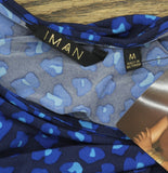 IMAN Printed Cheetah Pattern Knit Stretchy Tank Top Blue M