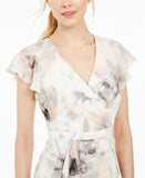 Calvin Klein Womens Printed Lined Chiffon Gown Dress Pink White Multi 12