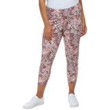 Calvin Klein Size Printed High-Waist 7/8 Leggings Conceal Creamsicle Brown 1X