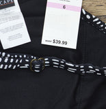 Island Escape Womens Tankini Swim Top Black / White 6