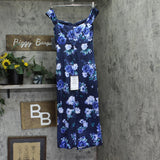 City Studios Womens Printed Off-The-Shoulder Midi Dress 5126AH9AT3 Navy Blue 5/6