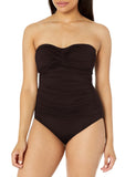 Anne Cole Womens Twist Front Shirred One Piece Swimsuit MYMO00501 Black 10
