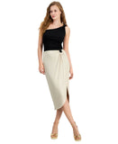 Guess Womens Cristina Ribbed Side-Slit Midi Skier Safari Tan Foil Brown M