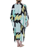 Raviya Womens Plus Size Printed Open-Front Kimono Cover Up Yellow Abstract 0X