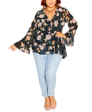 City Chic Trendy Plus Size Button Lined Blouse V-Neck Top Magnolia Green 18W