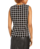 Calvin Klein Womens Printed Pleat-Neck Blouse CSE1676F Black / Cream XL