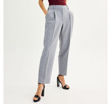 Nine West Women's High Rise Straight Leg Trousers WW32X406RN1 Light Grey 4