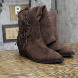 Universal Thread Patsy Tall Fringe Western Boots Cowgirl Chocolate Brown 6.5M`