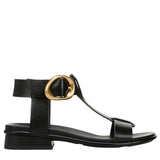 Naturalizer Womens Brandy Flat Sandal Buckle T-Strap J3367L1 Black Leather 9M