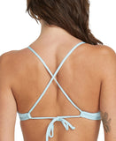 Volcom Juniors Pucker up Cross-Back Halter Bikini Top O1012510 Cloud Blue L