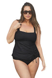 Becca Bandeau Tankini Swim Top with Tie-Back 6543557 Black 2X