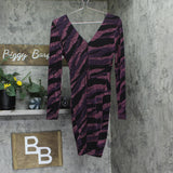 Siena Womens Metallic Side-Twist Long Sleeve Dress SATN1869 Purple Multi 4