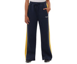 Bench Womens Elline Wide Leg Striped Jogger Pants Navy Blue / Gold Stripe XL