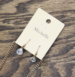 Michelle Sunburst Pendant Teardrop Earring Necklace Set Gold / White 17" + 2"