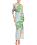 Jewel by Badgley Mischka Print One Cold Shoulder Dress Gown Green / Multi 2