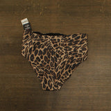 Bar III Womens Animal Print High Waist Swim Bottom Cheetah Brown Multi L