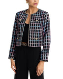 Aqua Chainlink Print Tweed Blazer Jacket IJM31046 Black Multi S