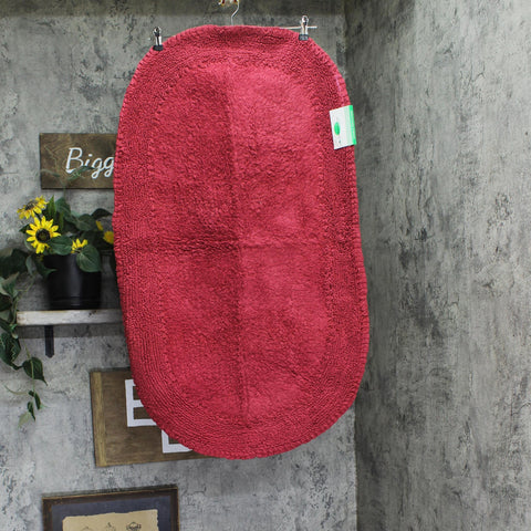Home Weavers Double Ruffle Bathroom Rug Oval Red 24x40