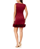 Donna Ricco Womens Ruffle-Hem Sheath Dress DR50636 Wine Red 8