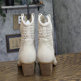 DV Dolce Vita Leather Pull-On Pointed Toe Western Booties Ivory Off White 8M
