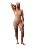 Calvin Klein Womens Shapewear Secure Sculpt Mid-Thigh Bodysuit Cedar Brown S