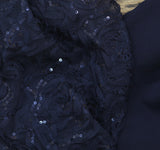 Eliza J Womens Sequined Puff-Sleeve Boat-Neck Sheath Dress EJ4M3056 Navy Blue 2