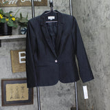 Calvin Klein Womens One-Button Suit Blazer Jacket CSE5224N Indigo Blue 10