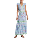 Bell Womens Annabelle Maxi Dress BELLSU25-1 Fuschia Print Blue S