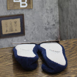 Isotoner Microterry Gemma Ballerina Slippers Navy Blue Chevron M (6.5-7.5)