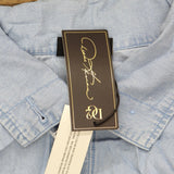 DG2 by Diane Gilman Womens Softcell Button Up Denim Jacket Chambray Blue 1X