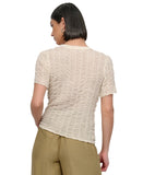 DKNY Womens Lightweight Ruched Scalloped Hem Top P52SAW83 Coconut Off White XL