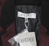 Kasper Womens Framed Plaid Jacket Notch Collar Blazer Shiraz Red / Black 4