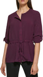 Calvin Klein Womens Roll Sleeve Blouse w/ Tie Waist M2FA8652
