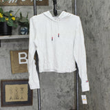 Tommy Hilfiger Women's Performance Hooded Long Sleeve Tee White Stone Heather S