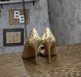INC International Concepts Kenjay d'Orsay Pumps Stiletto Heels Gold Woven 8M