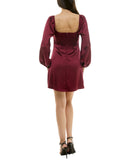 B. Darlin Juniors Sweetheart-Neck Long Sleeve Dress 1JCAR39 Wine Red 9/10